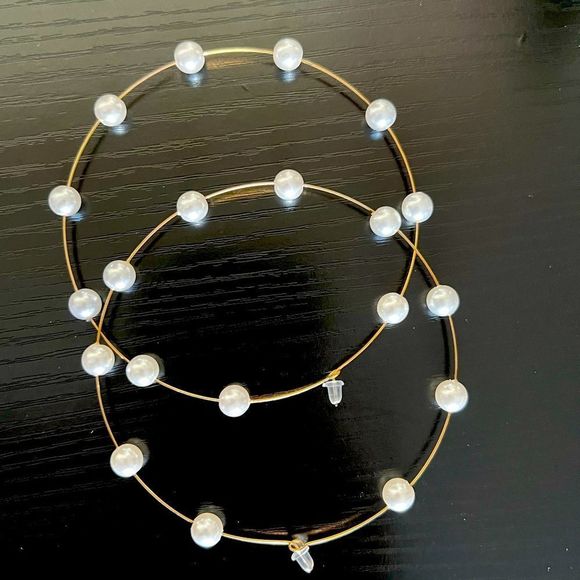 Pearl Hoops (Gold Hardware) - Picture 1 of 5